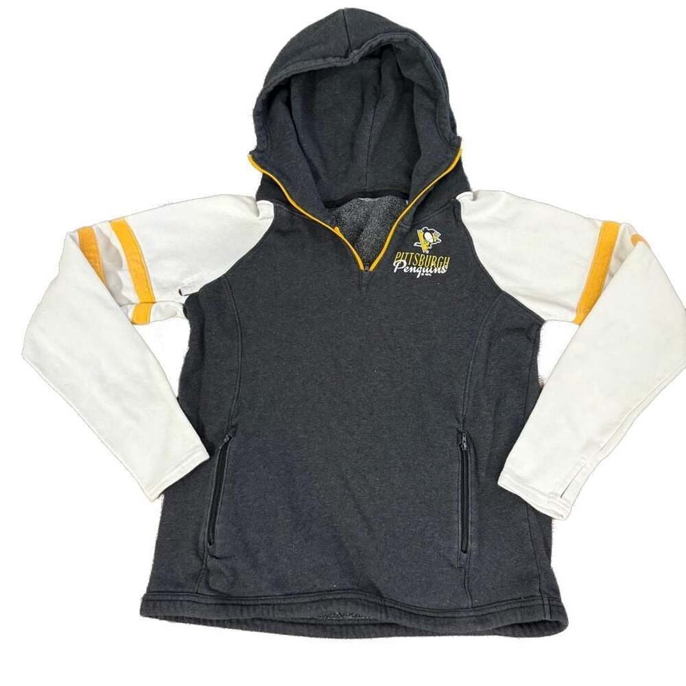 Pittsburgh Penguins Women's Black Vintage Long Sleeve Pullover Hoodie